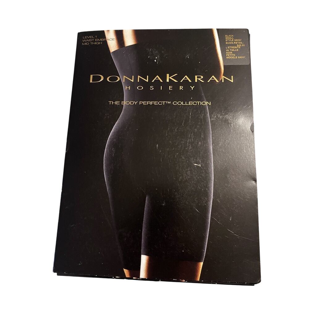 Donna Karan Hosiery Body Perfect Level 1 Waist Embrace Mid Thigh Black Small